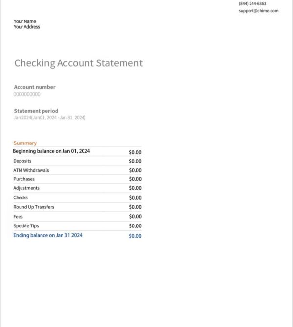 Chime bank statement generator